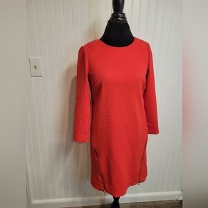 J.Crew Red Double Zipper Shift Dress